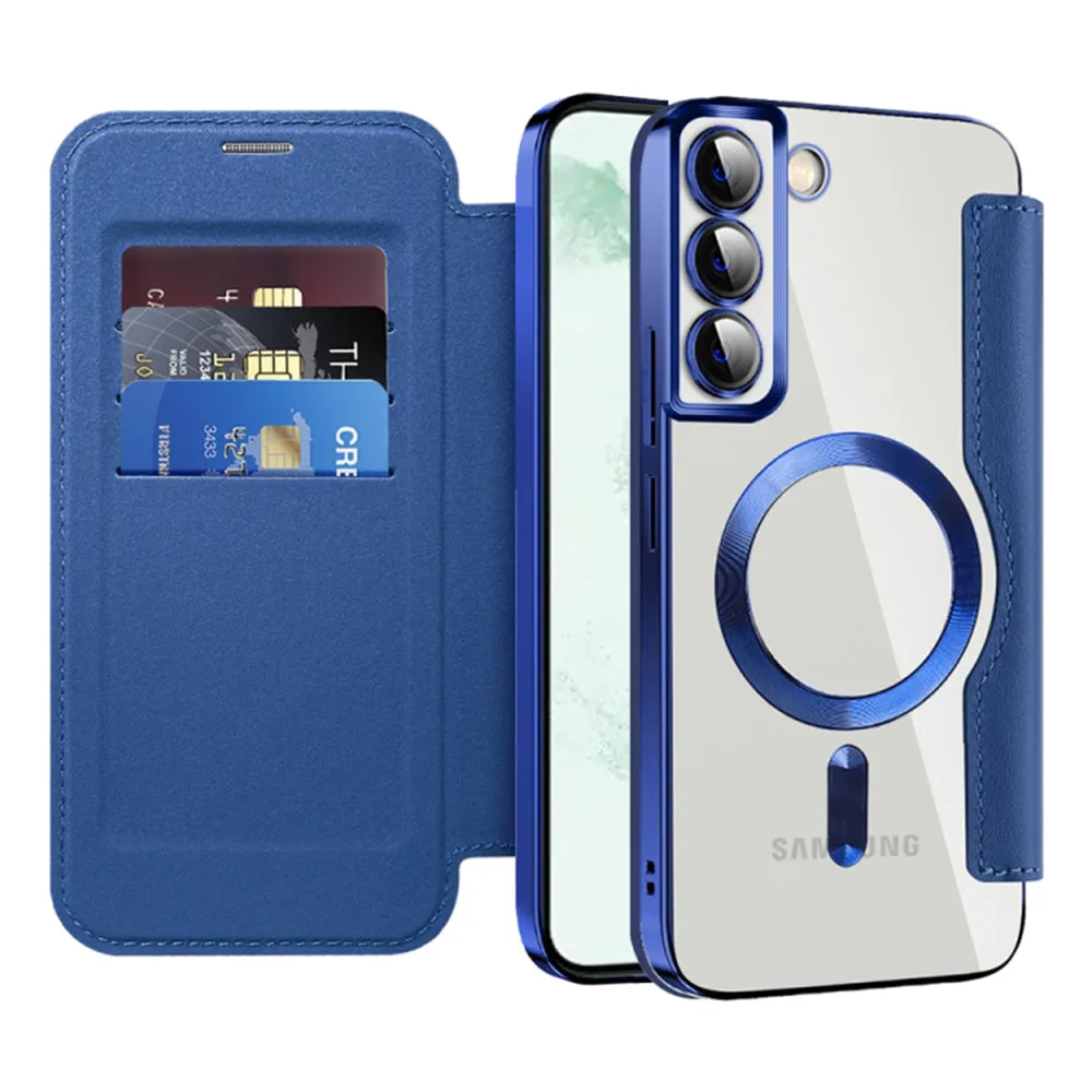 Custodia MagSafe per Samsung Galaxy S22+ 5G S906, Techsuit, SmartMag Book, Blu - immagine 1