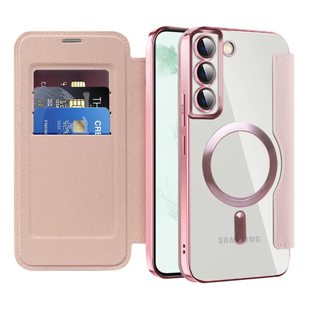 Custodia MagSafe per Samsung Galaxy S22+ 5G S906, Techsuit, SmartMag Book, Rosa - immagine 1