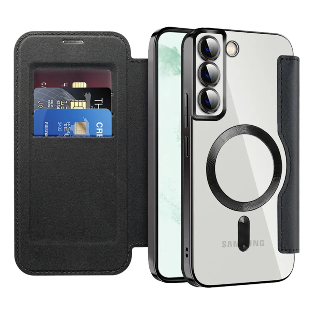 Custodia MagSafe per Samsung Galaxy S22+ 5G S906, Techsuit, SmartMag Book, Nera - immagine 1