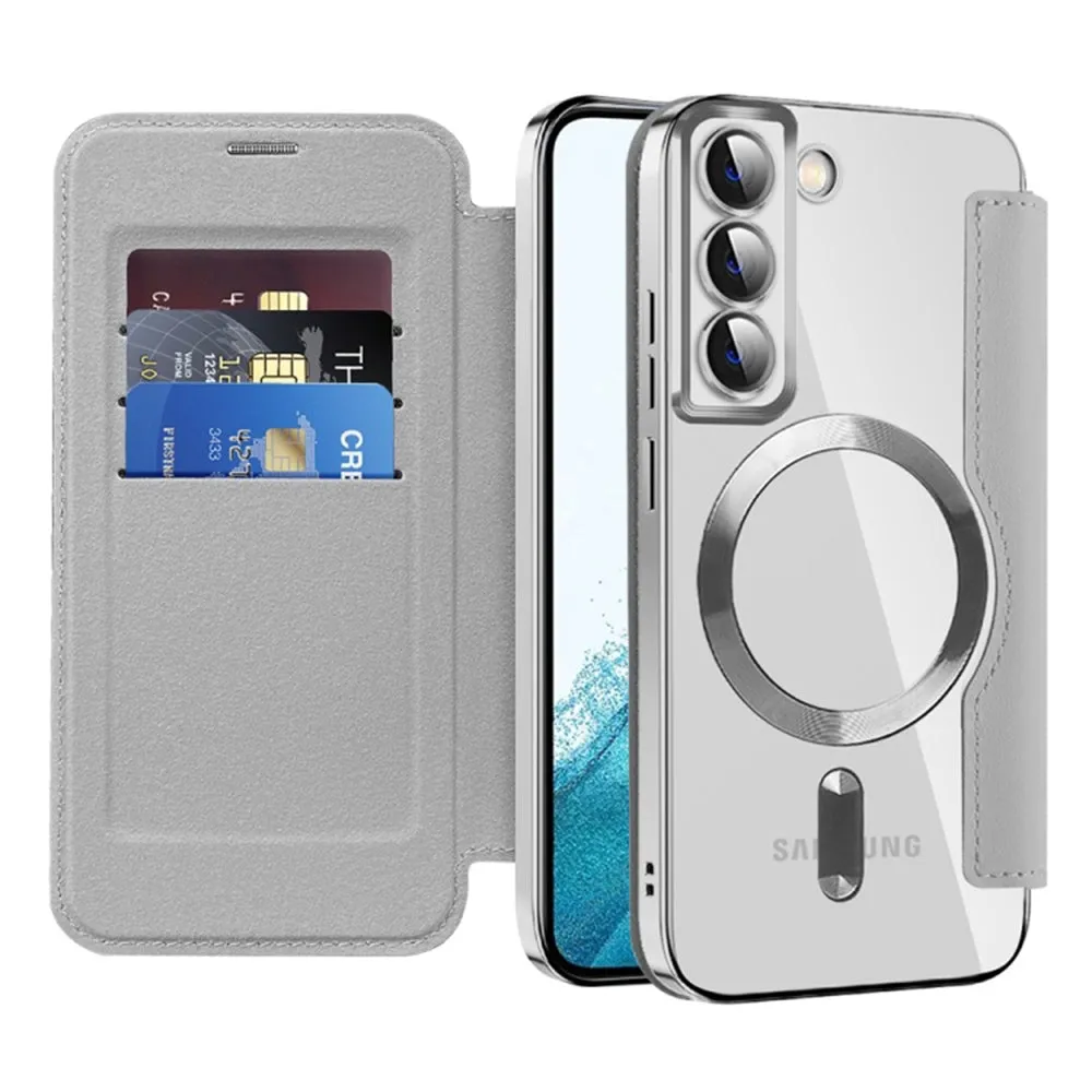 Custodia MagSafe per Samsung Galaxy S22 5G S901, Techsuit, SmartMag Book, Grigio - immagine 1