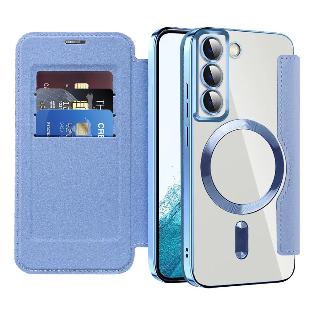 Custodia MagSafe per Samsung Galaxy S22 5G S901, Techsuit, SmartMag Book, Blu - immagine 1
