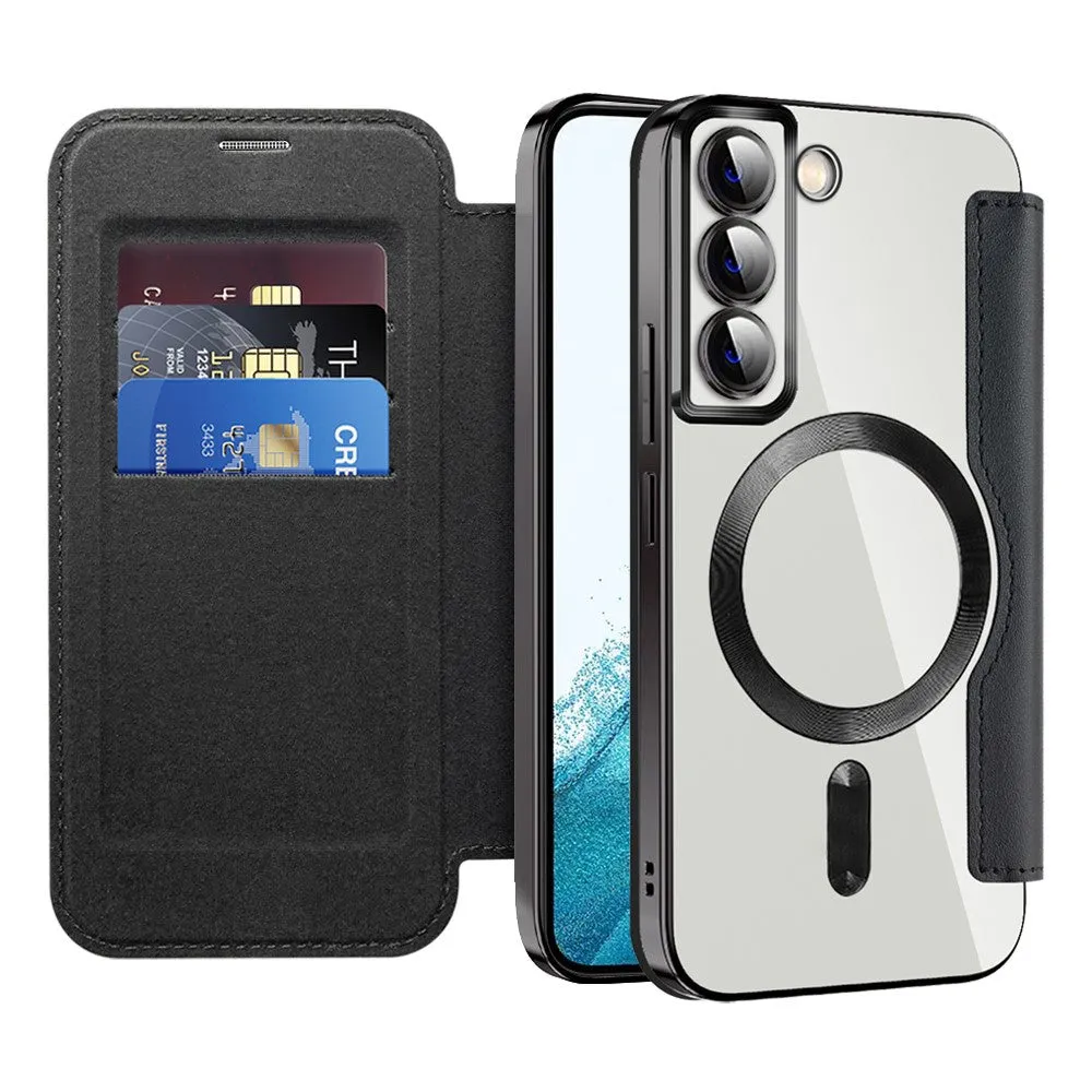 Custodia MagSafe per Samsung Galaxy S22 5G S901, Techsuit, SmartMag Book, Nera - immagine 1