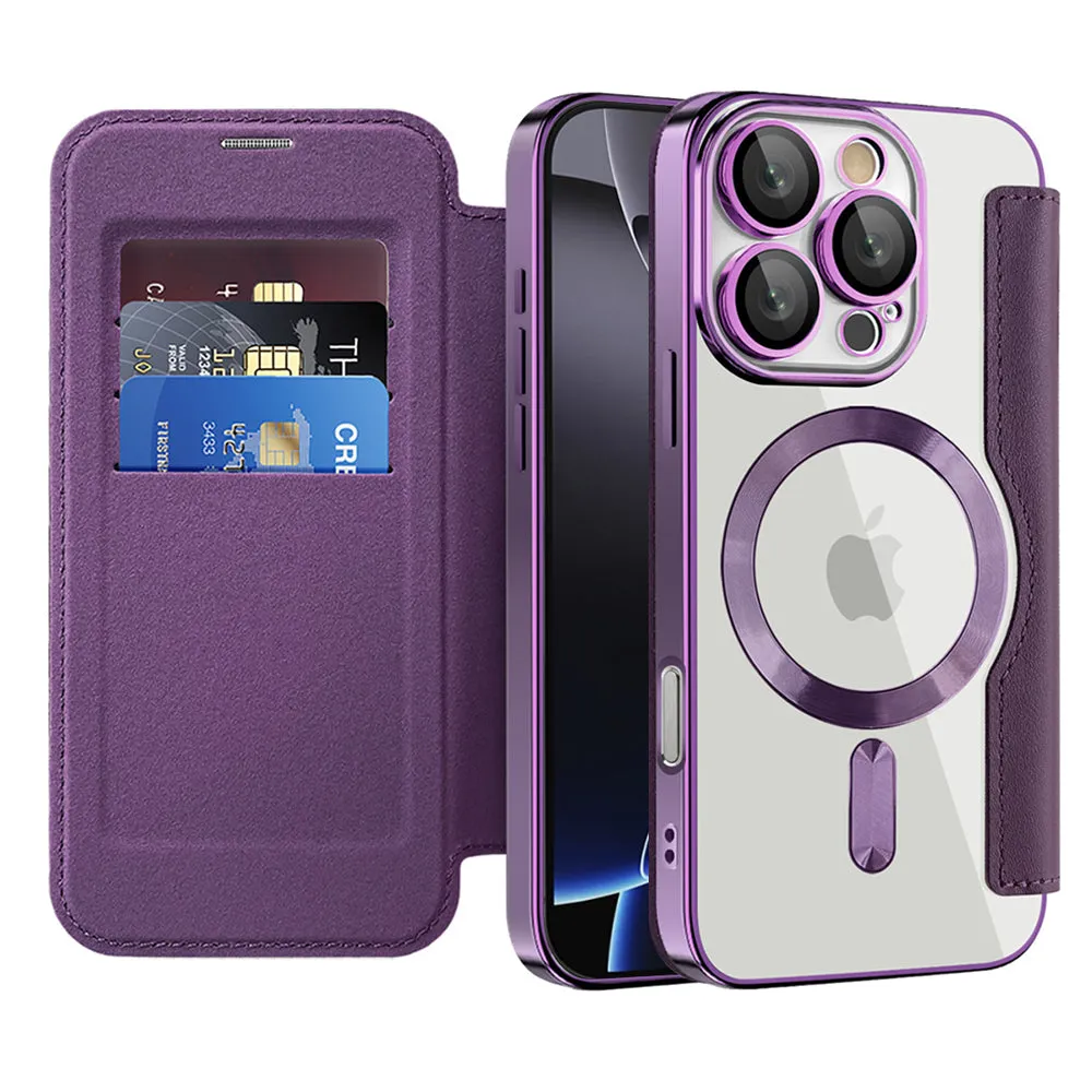 Custodia MagSafe per Apple iPhone 16 Pro Max, Techsuit, SmartMag Book, Viola - immagine 1