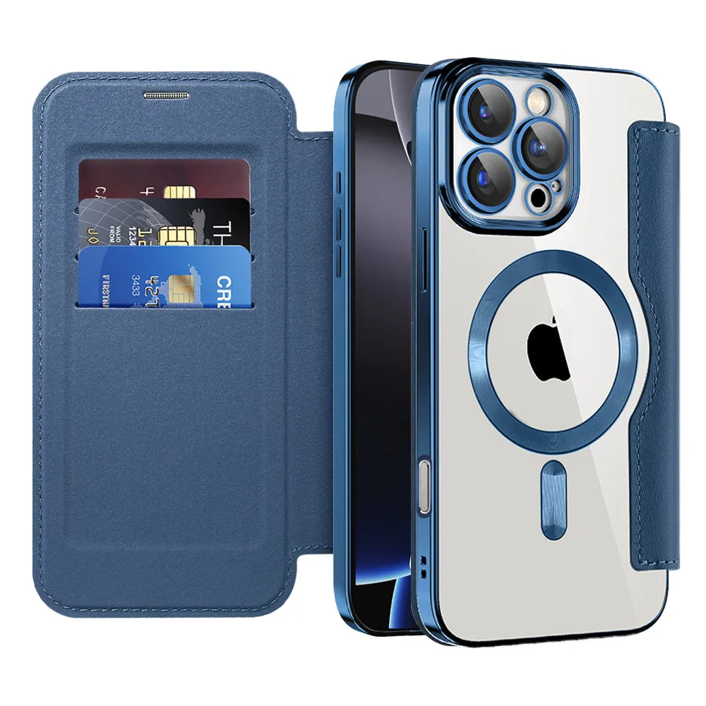 Custodia MagSafe per Apple iPhone 16 Pro Max, Techsuit, SmartMag Book, Blu - immagine 1