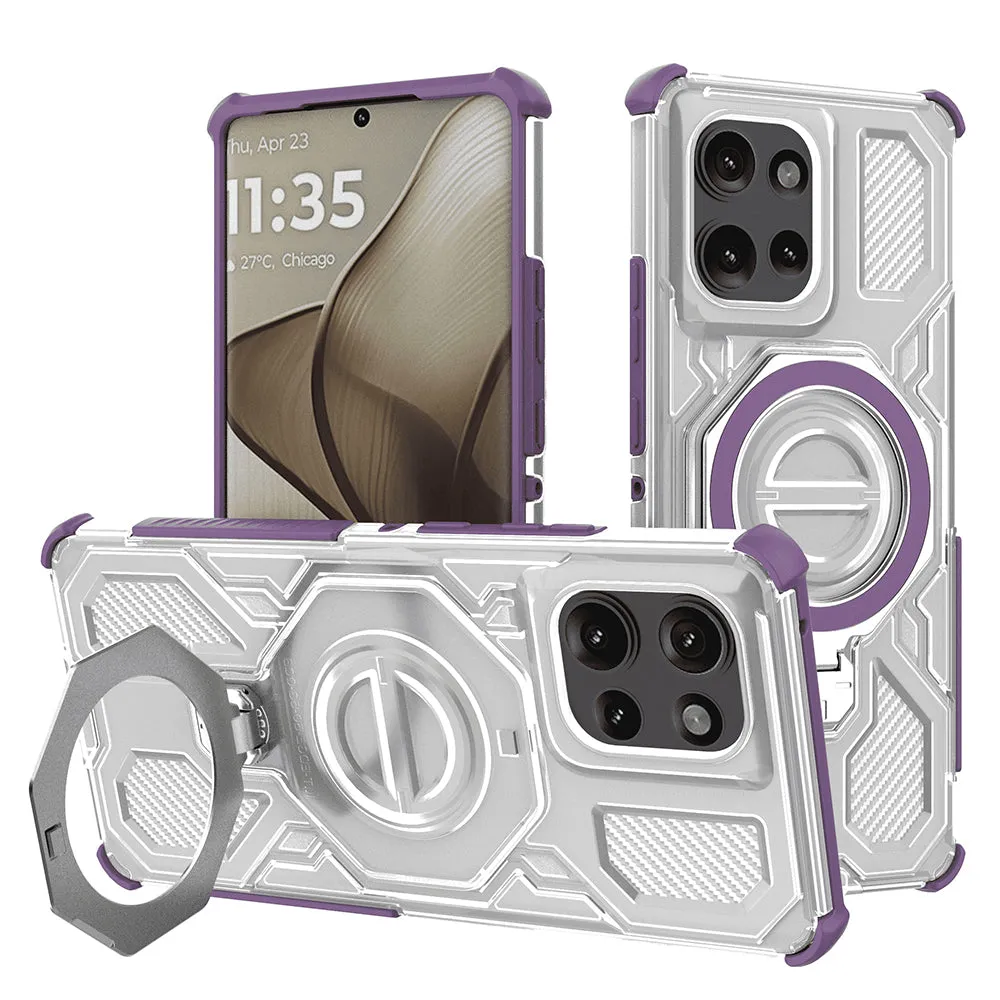 Custodia per Motorola Edge 50, Techsuit, Carbon Shield Pro, Viola - immagine 1