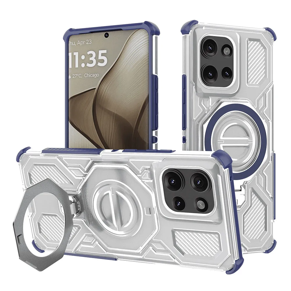 Custodia per Motorola Edge 50, Techsuit, Carbon Shield Pro, Blu - immagine 1