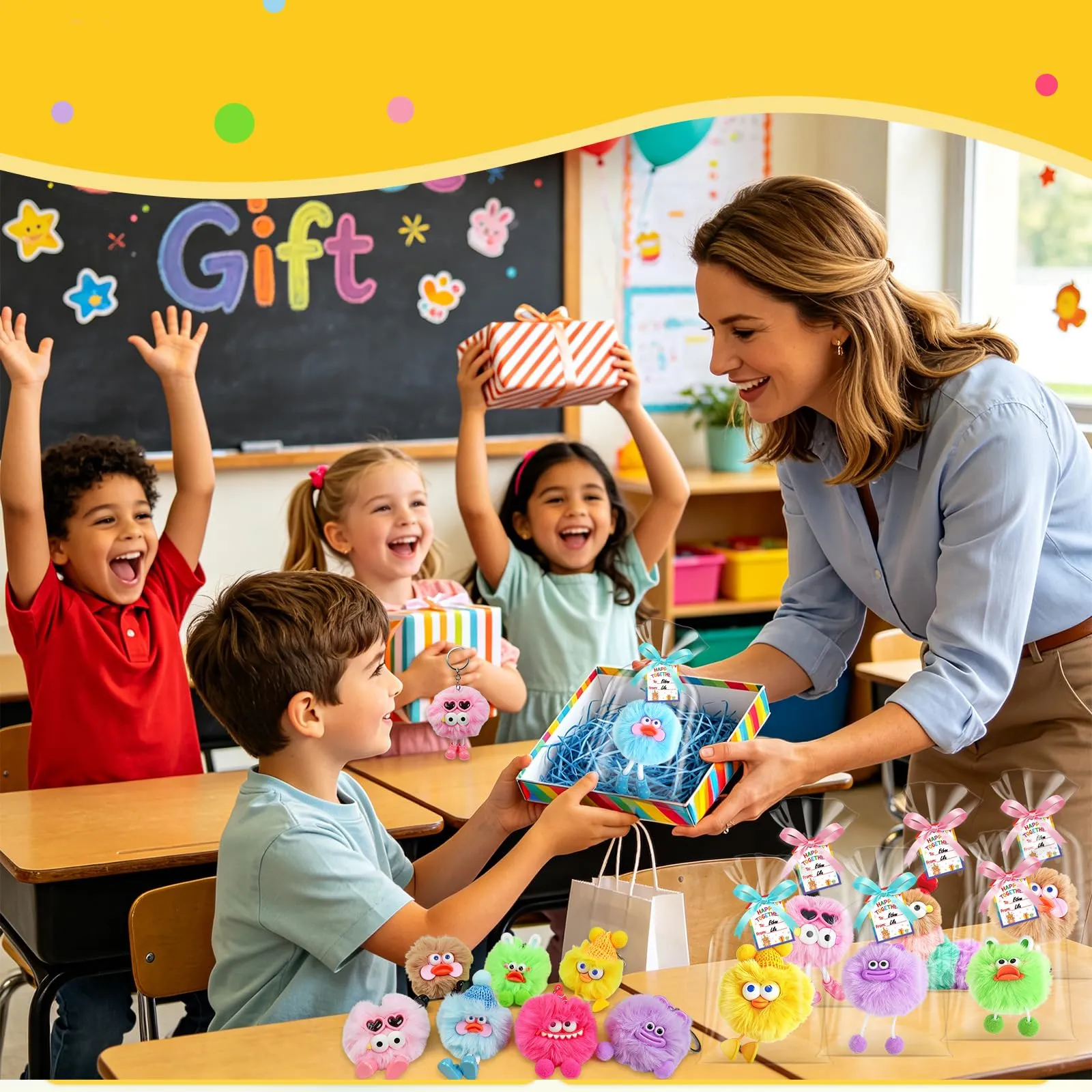 ZMLM Portachiavi Bambini, Pack 24 Gadget Compleanno Bambini Carino - immagine 7