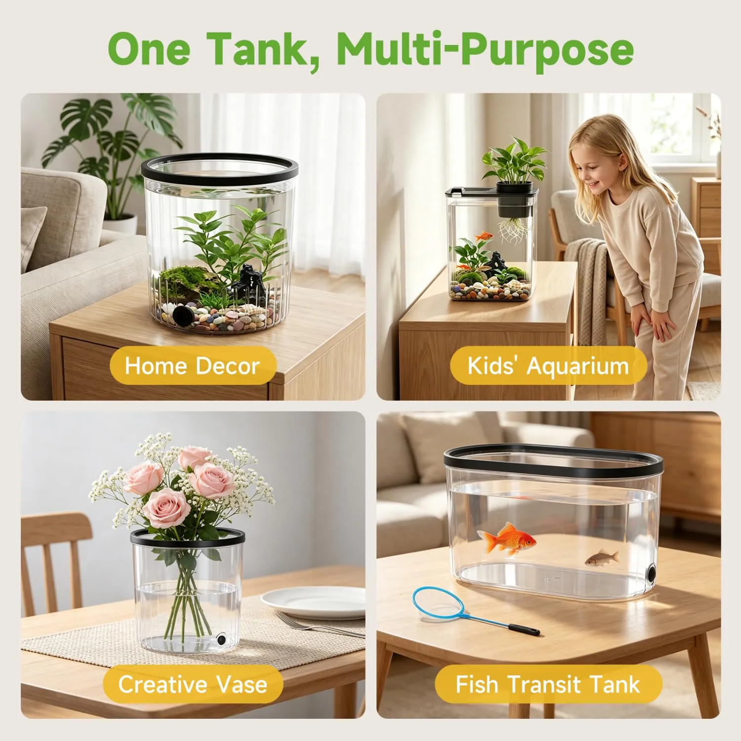Nobleza Piccolo Acquario in Plastica 4L per Betta Decorazione - immagine 7
