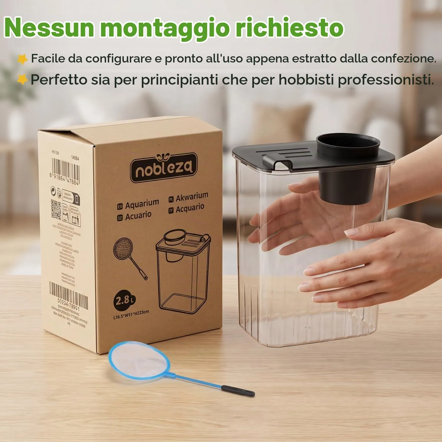 Nobleza Piccolo Acquario in Plastica 2.8L per Betta Decorazione - immagine 4