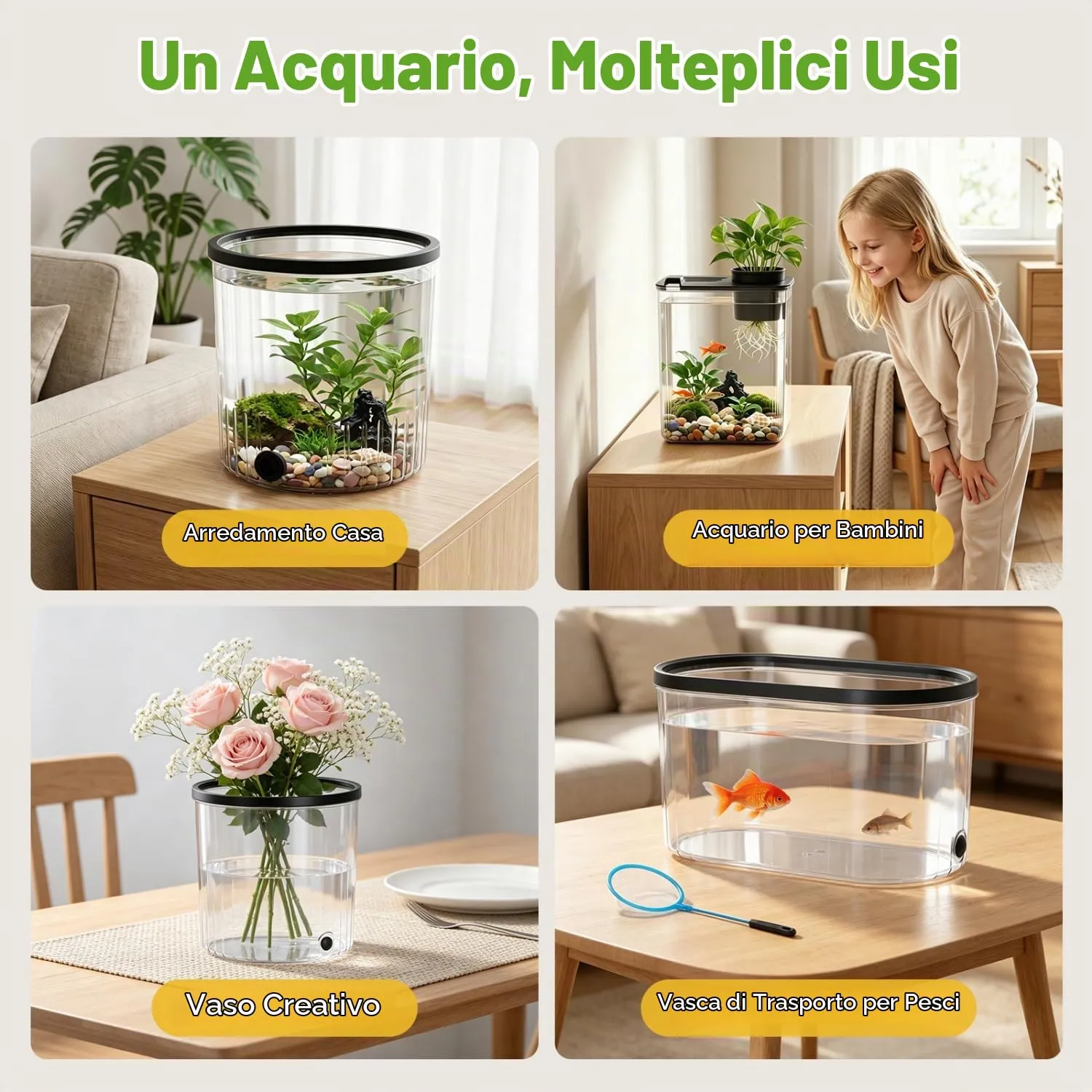 Nobleza Piccolo Acquario in Plastica 2.8L per Betta Decorazione - immagine 7