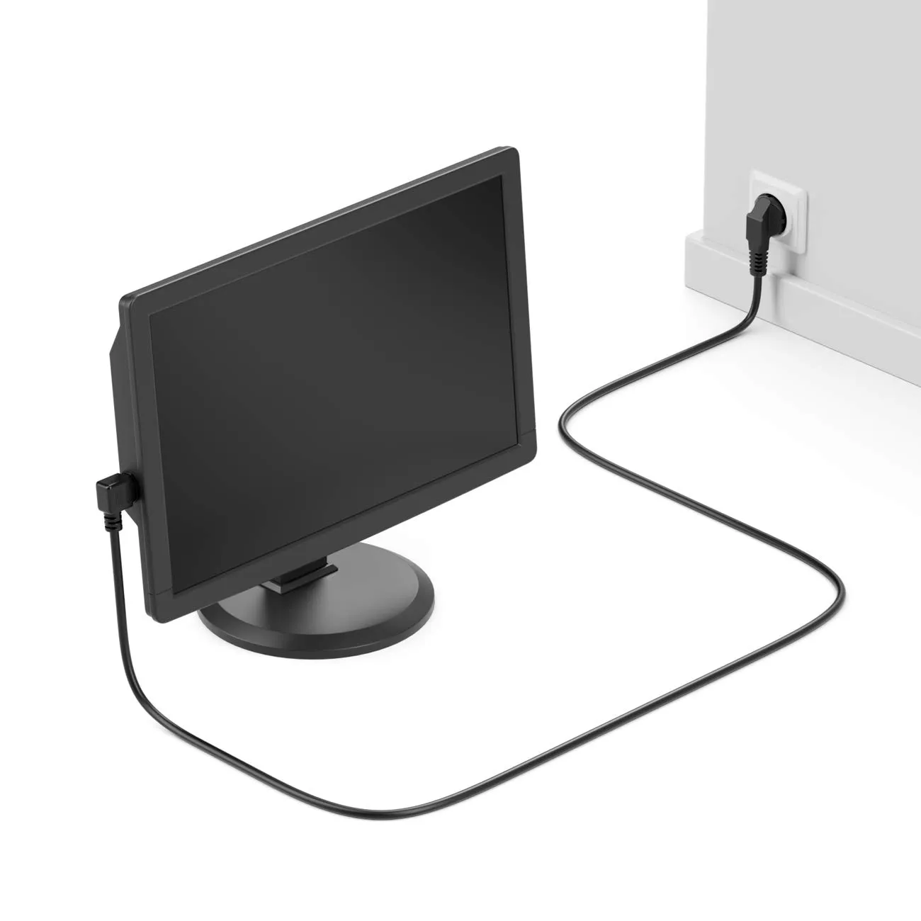 deleyCON 1,5m Cavo Alimentazione Corrente Linea con Spina Tipo F (CEE 7/7) 90° Angolato a Presa C13 90° Angolata Destra PC Computer Monitor Stampante Proiettore - Nero - immagine 6