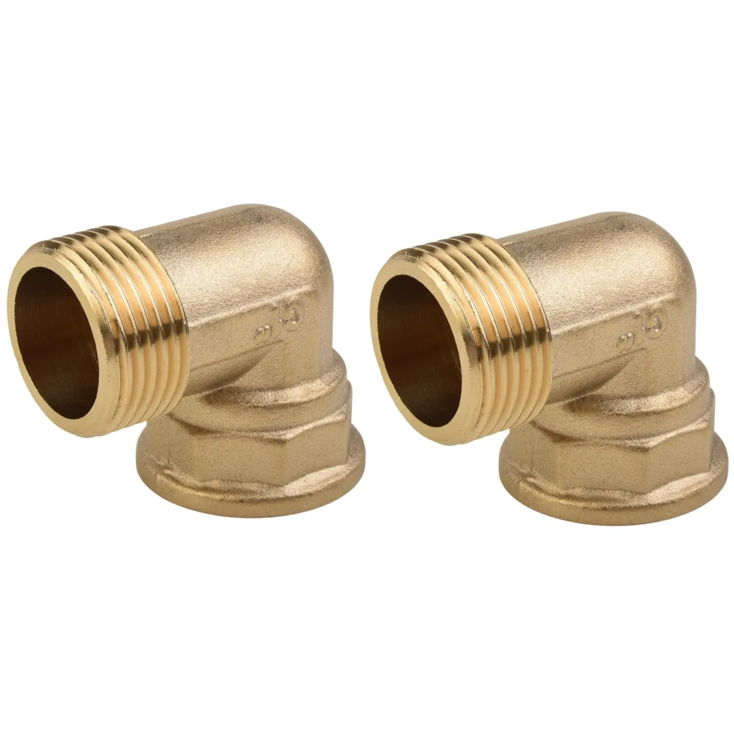 2 Pezzi Raccordo Gomito 90° in Ottone, Filetto G 1" Femmina x Maschio, Parete Ispessita Anticorrosivo, Tenuta Stagna per Idraulica, Sanitari e Riscaldamento - immagine 1