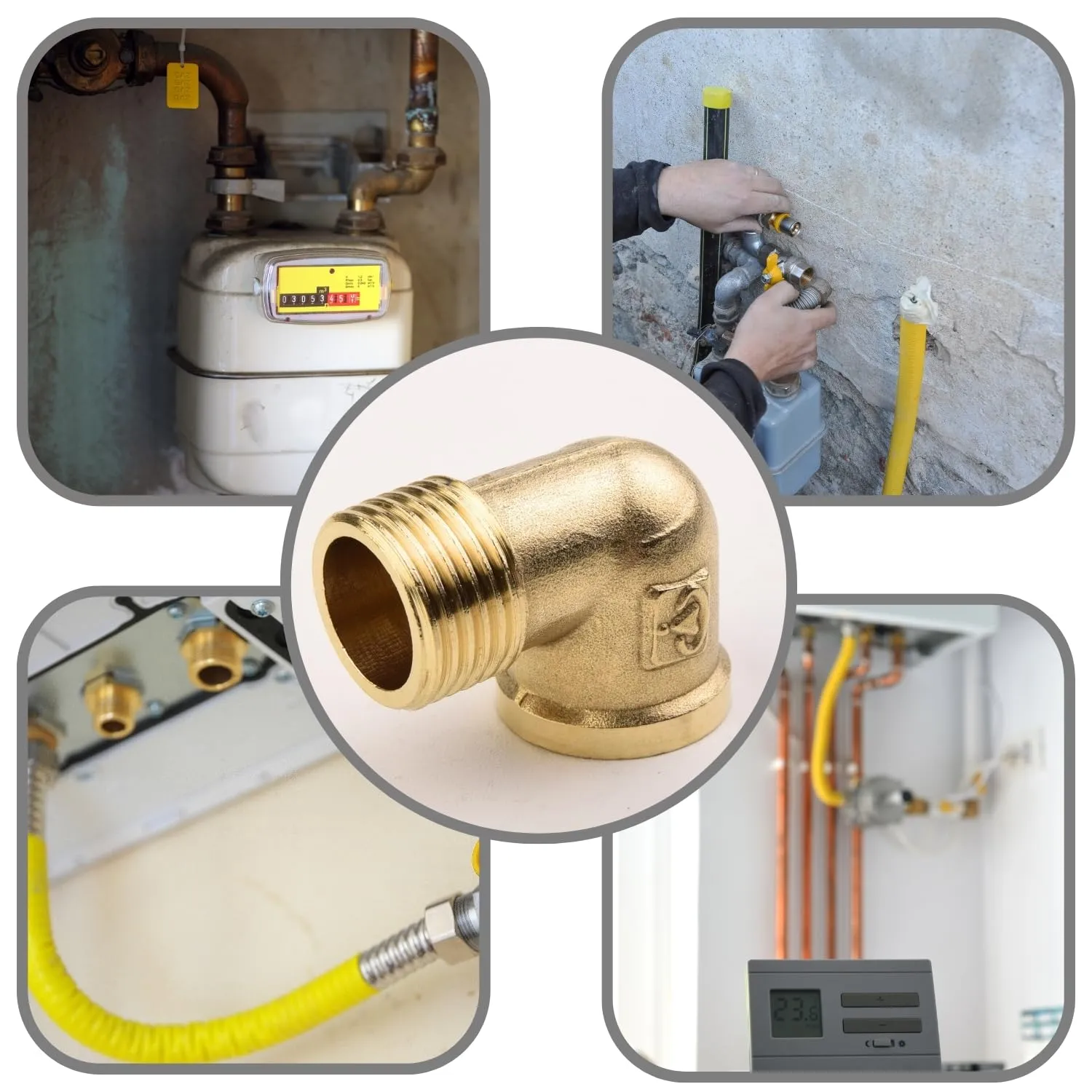 4 Pezzi Raccordo Gomito 90° in Ottone, Filetto G 1/2" Femmina x Maschio, Parete Ispessita Anticorrosivo, Tenuta Stagna per Idraulica, Sanitari e Riscaldamento - immagine 7
