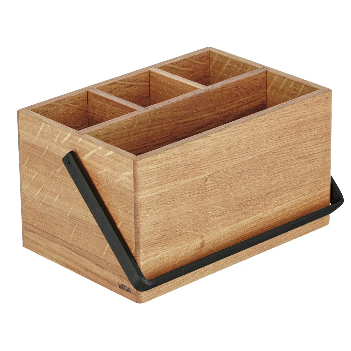 VEGA Portaposate da tavolo Esino con manico; 21.2x14.4x12 cm (LxLxH); quercia/nero - immagine 1