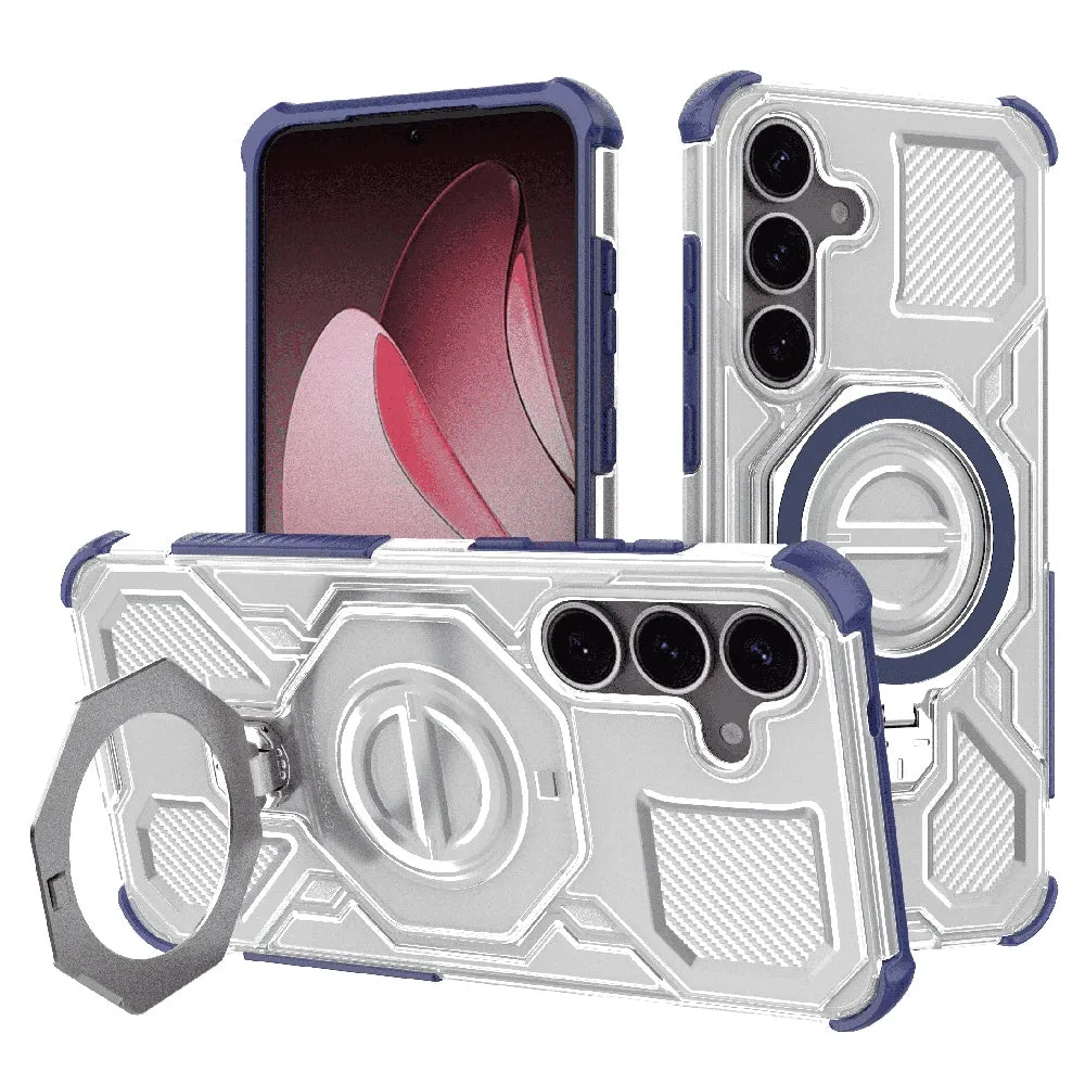 Custodia per Samsung Galaxy S25 S931, Techsuit, Carbon Shield Pro, Blu - immagine 1