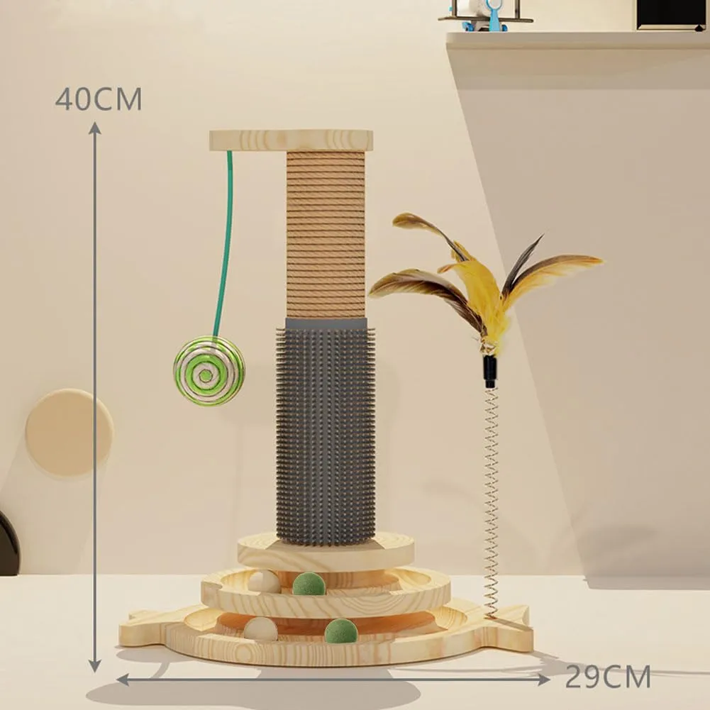 Marchul 5 in 1 Giocattolo per Gatti: Tiragraffi per Gatti in Sisal con Pettine in Silicone, Torre Giocattolo con Palla Appesa e Palla Interattiva con Piuma Elastica per Giocare al Chiuso - immagine 3