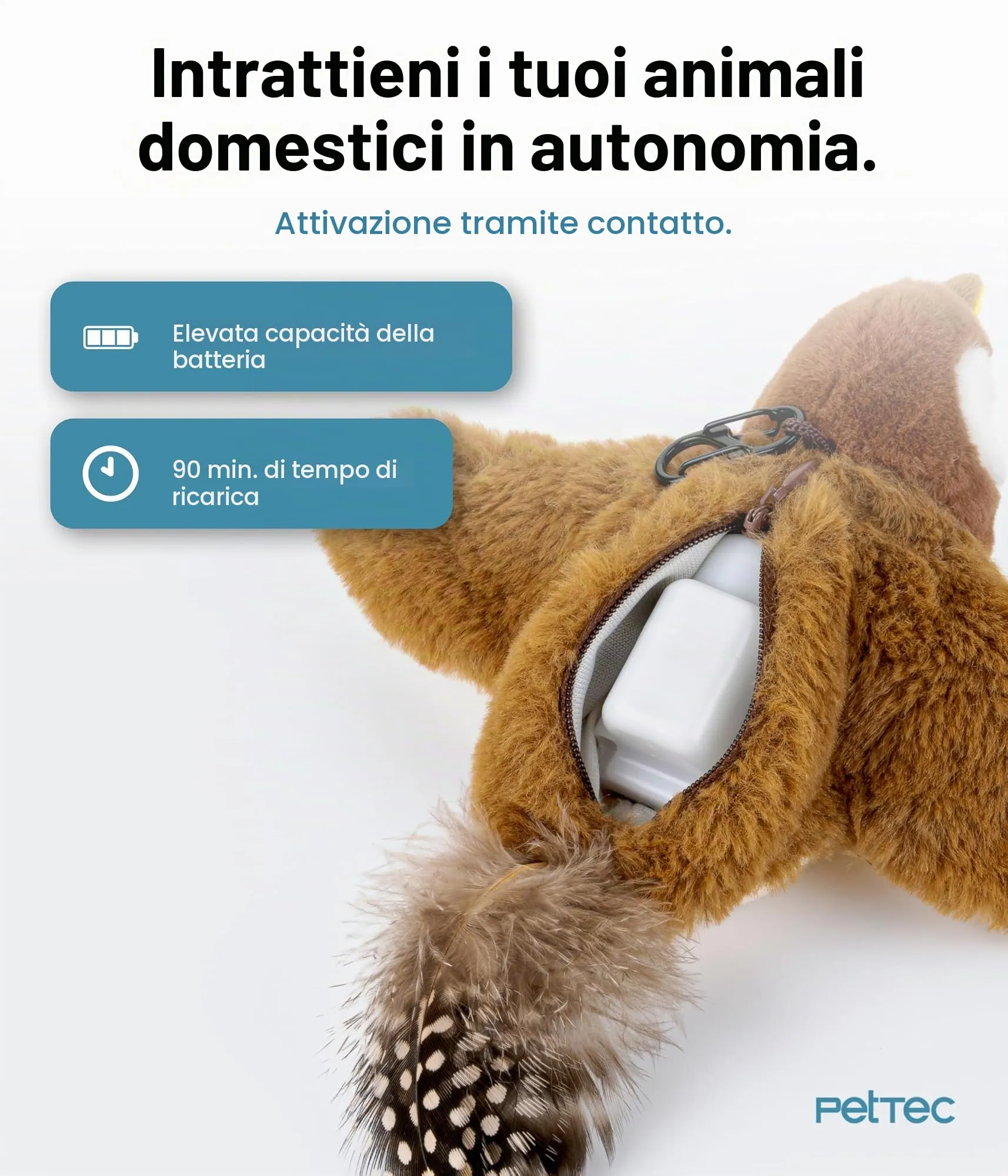 PetTec® Giocattolo per gatti interattivo elettrico per l'autonomia - Uccello che si muove con erba gatta, giocattolo per gatti pesci - giocattolo interattivo per gatti - giocattoli per gatti - immagine 3