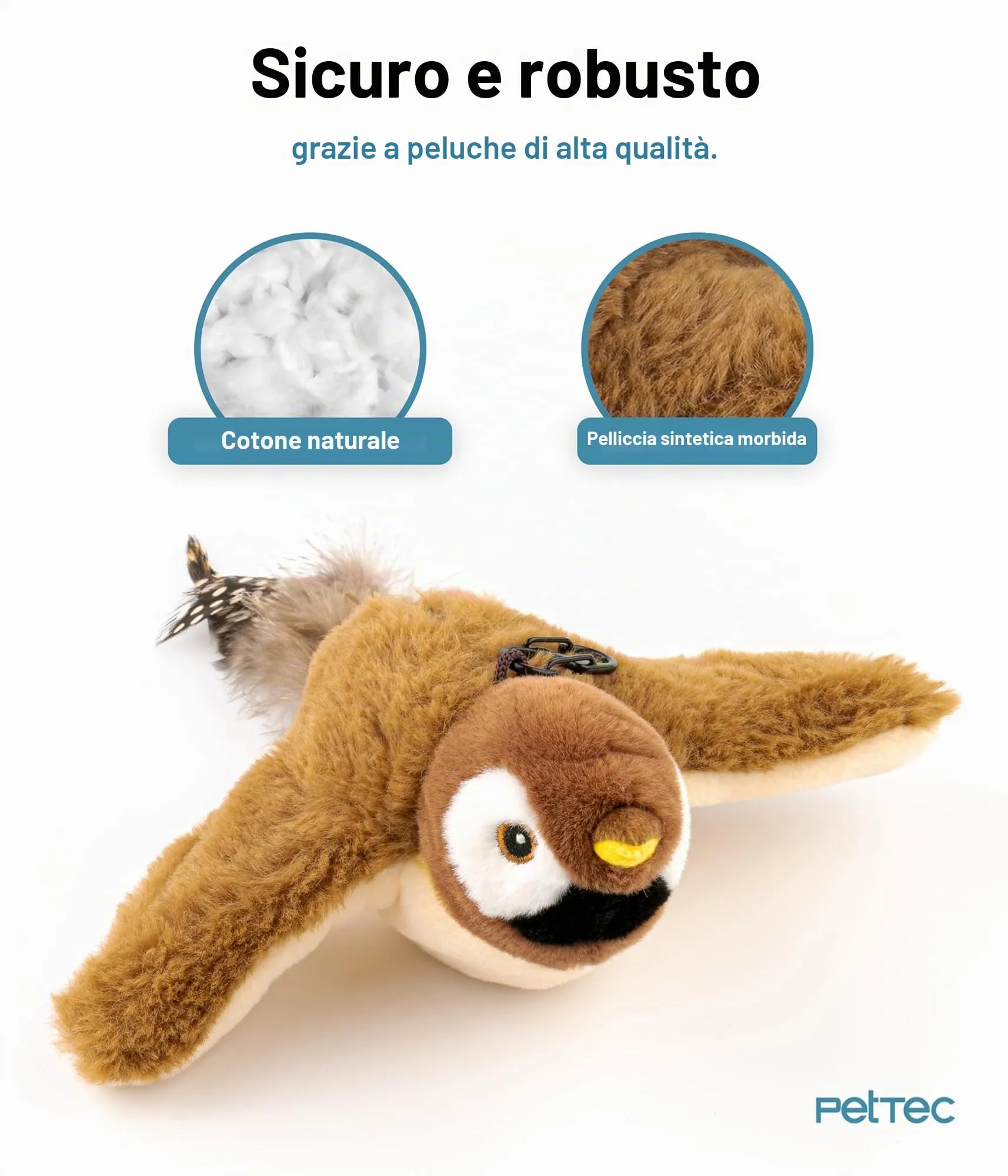 PetTec® Giocattolo per gatti interattivo elettrico per l'autonomia - Uccello che si muove con erba gatta, giocattolo per gatti pesci - giocattolo interattivo per gatti - giocattoli per gatti - immagine 5