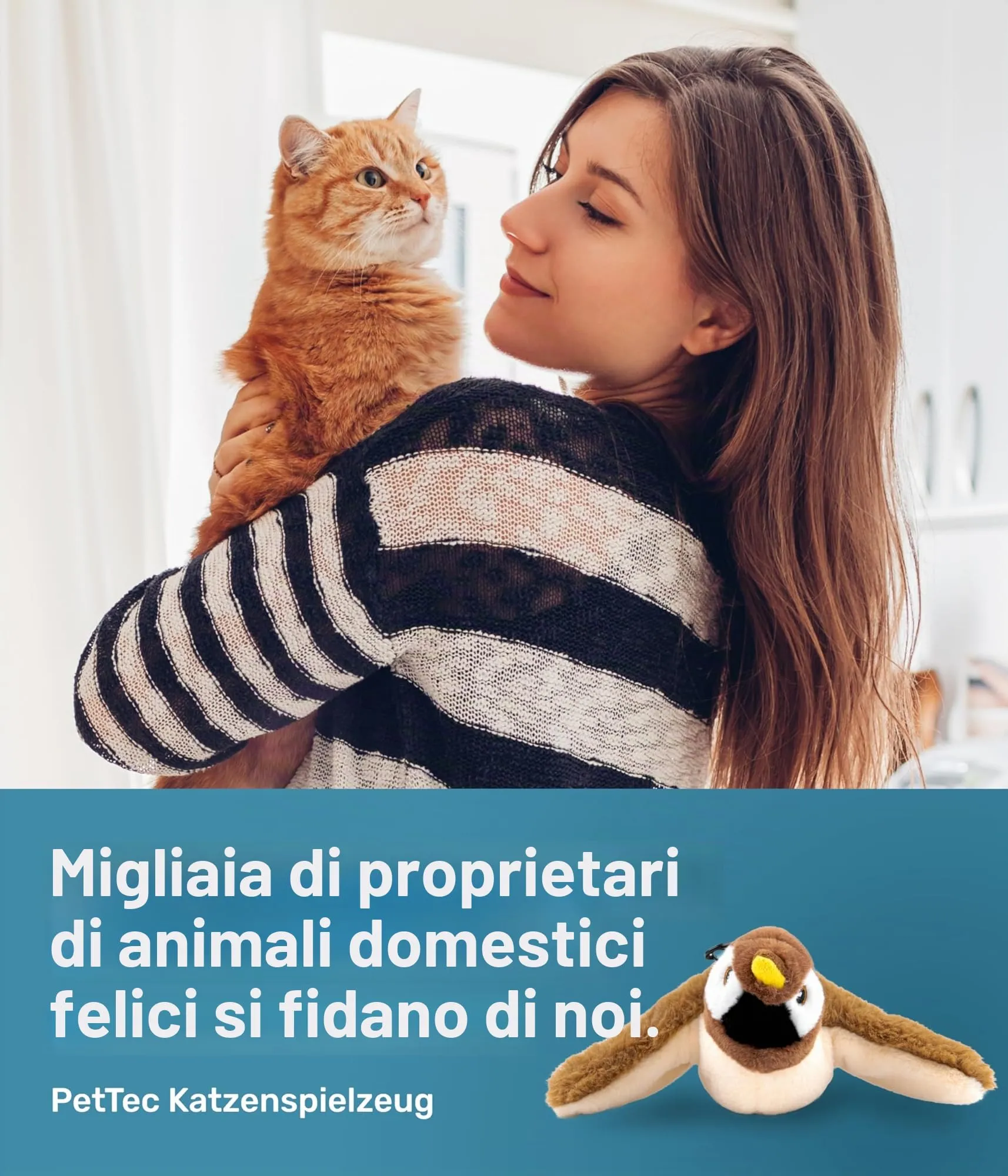 PetTec® Giocattolo per gatti interattivo elettrico per l'autonomia - Uccello che si muove con erba gatta, giocattolo per gatti pesci - giocattolo interattivo per gatti - giocattoli per gatti - immagine 7