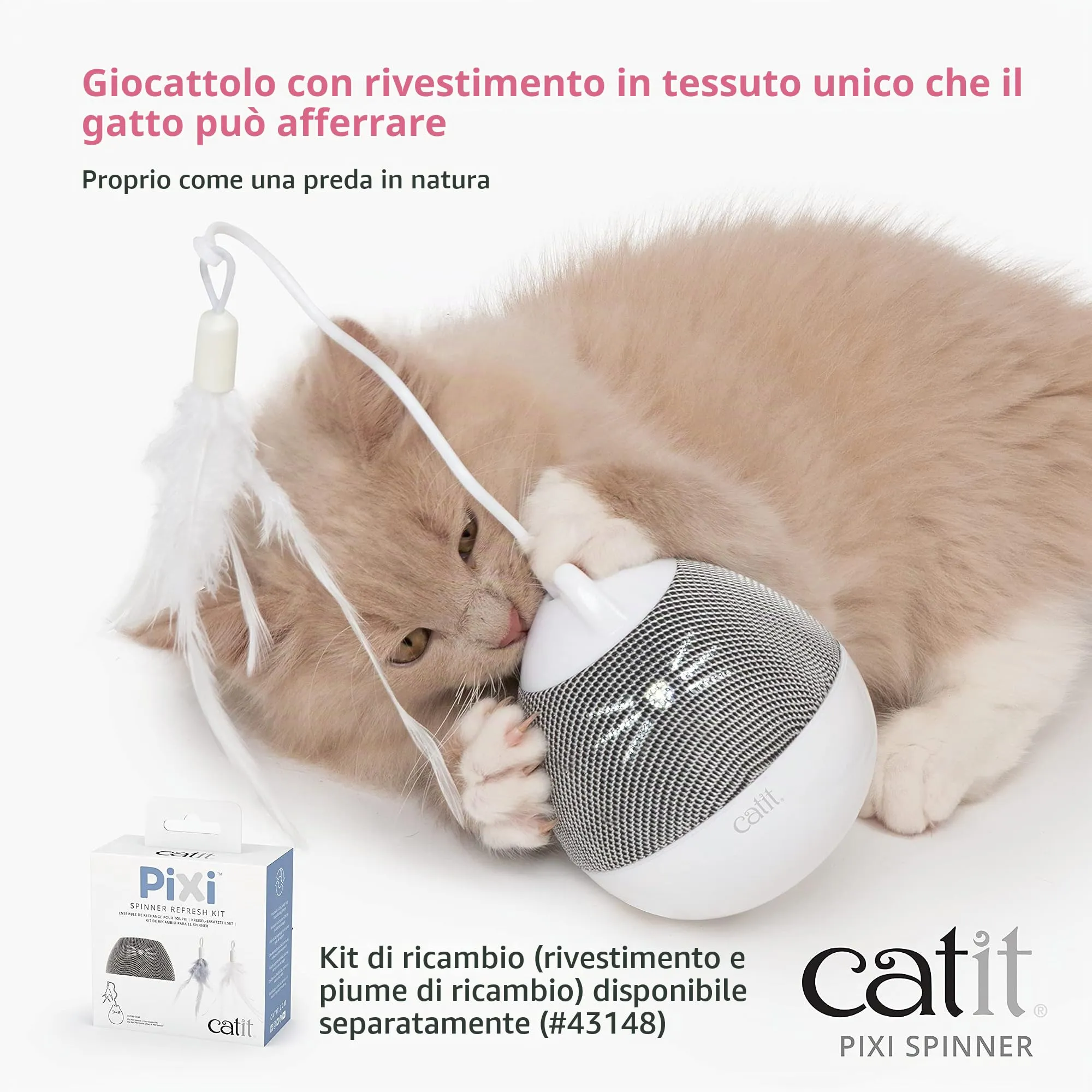 Catit PIXI Spinner, giocattolo per gatti con erogazione del trattamento, blu - immagine 2