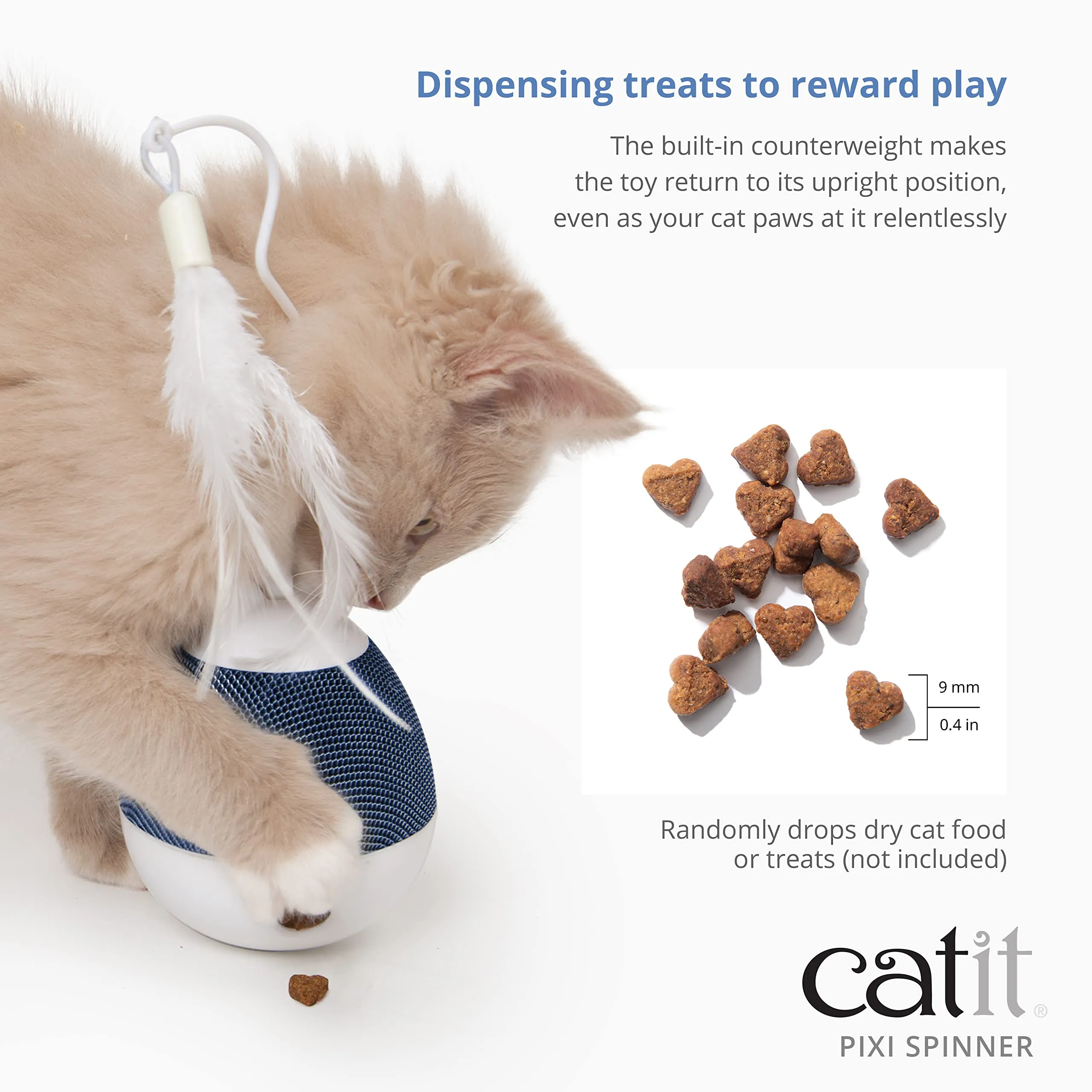 Catit PIXI Spinner, giocattolo per gatti con erogazione del trattamento, blu - immagine 4