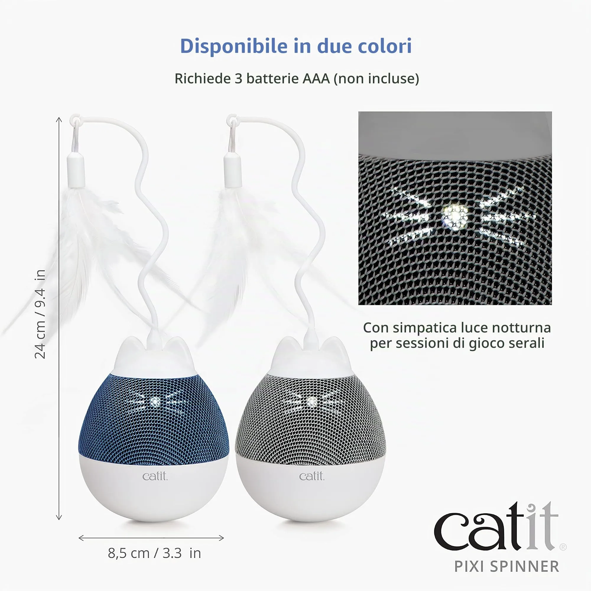 Catit PIXI Spinner, giocattolo per gatti con erogazione del trattamento, blu - immagine 5