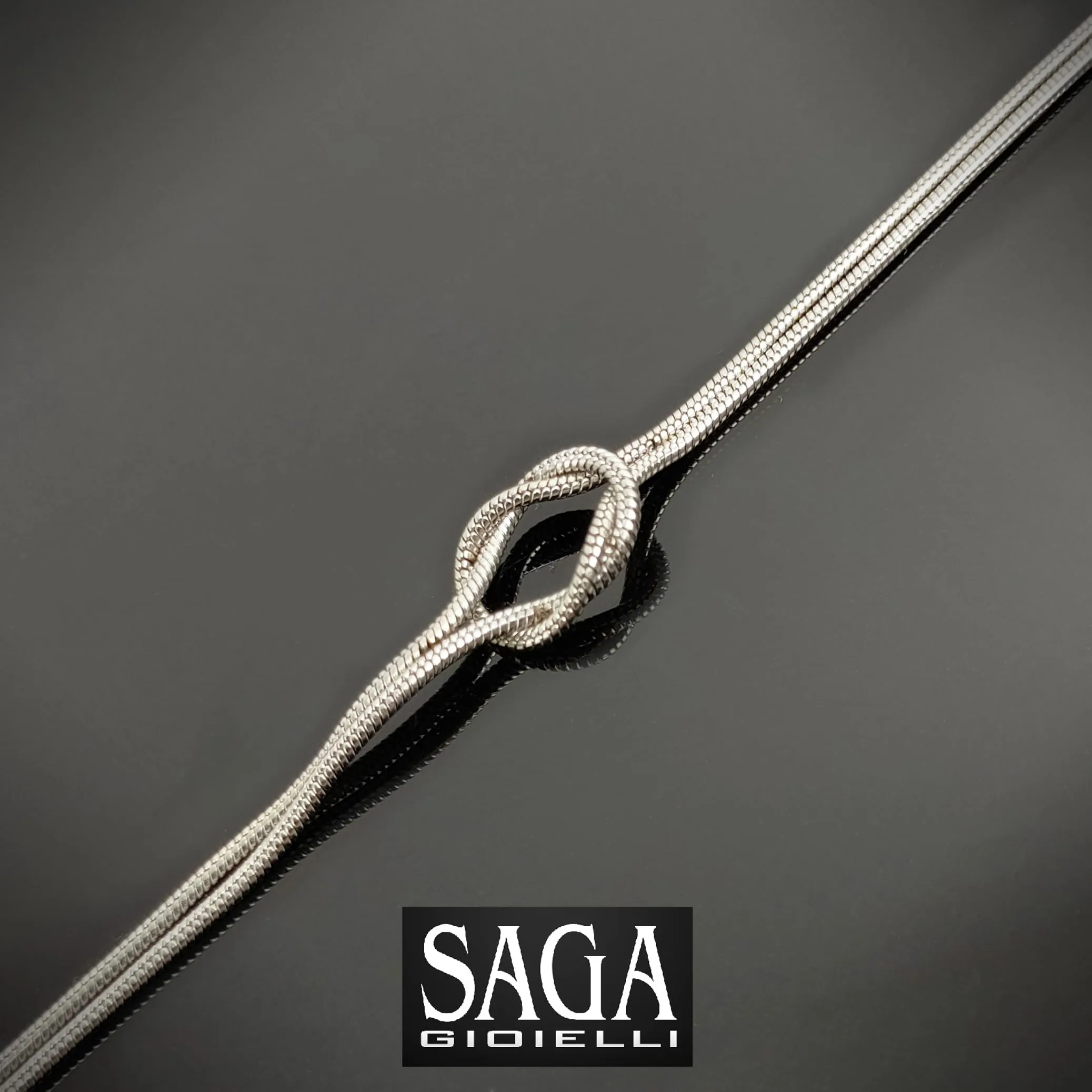 SAGA GIOIELLI® Bracciale Unisex Nodo Unione Mamma Papà Fidanzato Miglior Amica Acciaio (ARGENTATO) - immagine 2