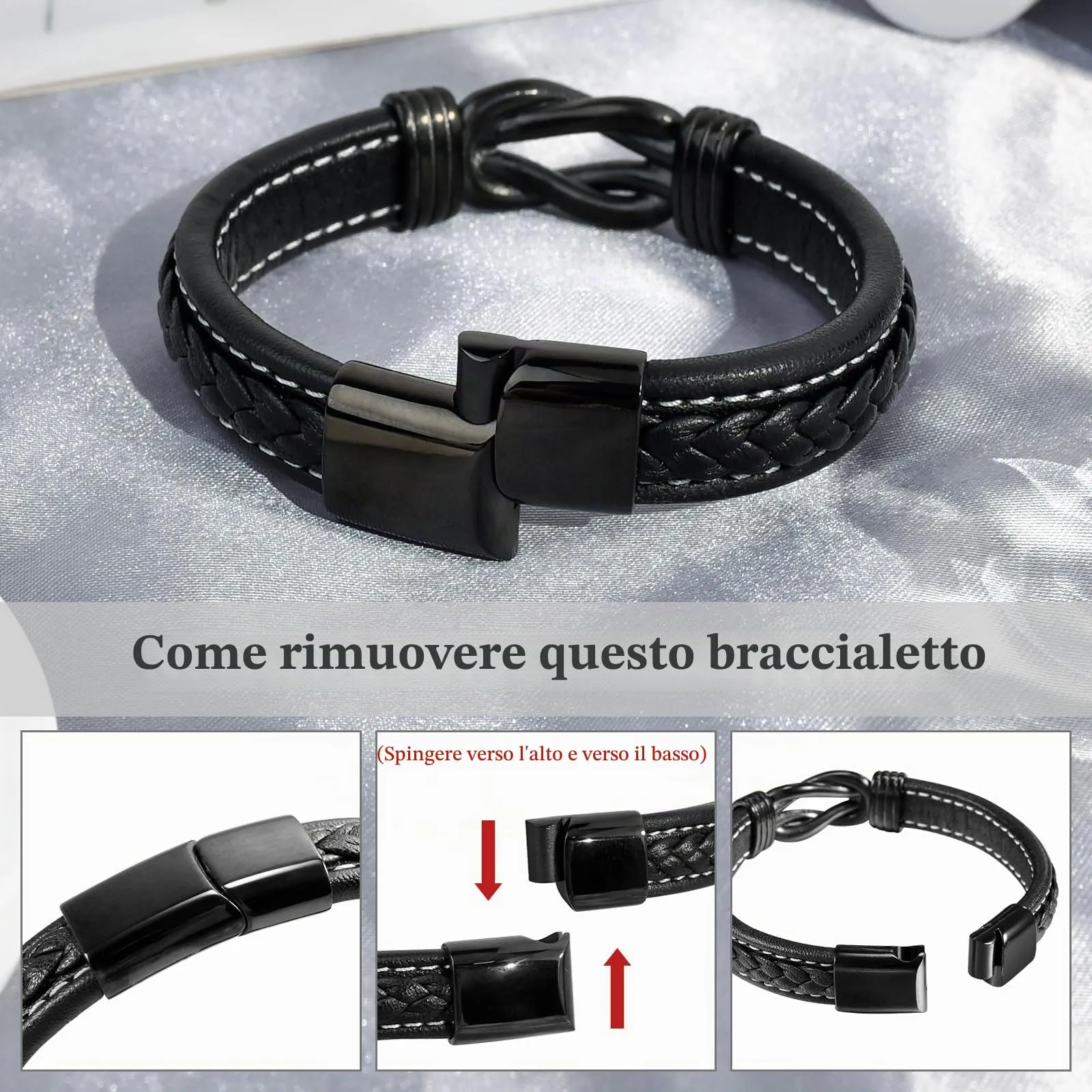 YELUWA Bracciale per Papà, Regalo Papà Bracciale Uomo in Pelle - immagine 5