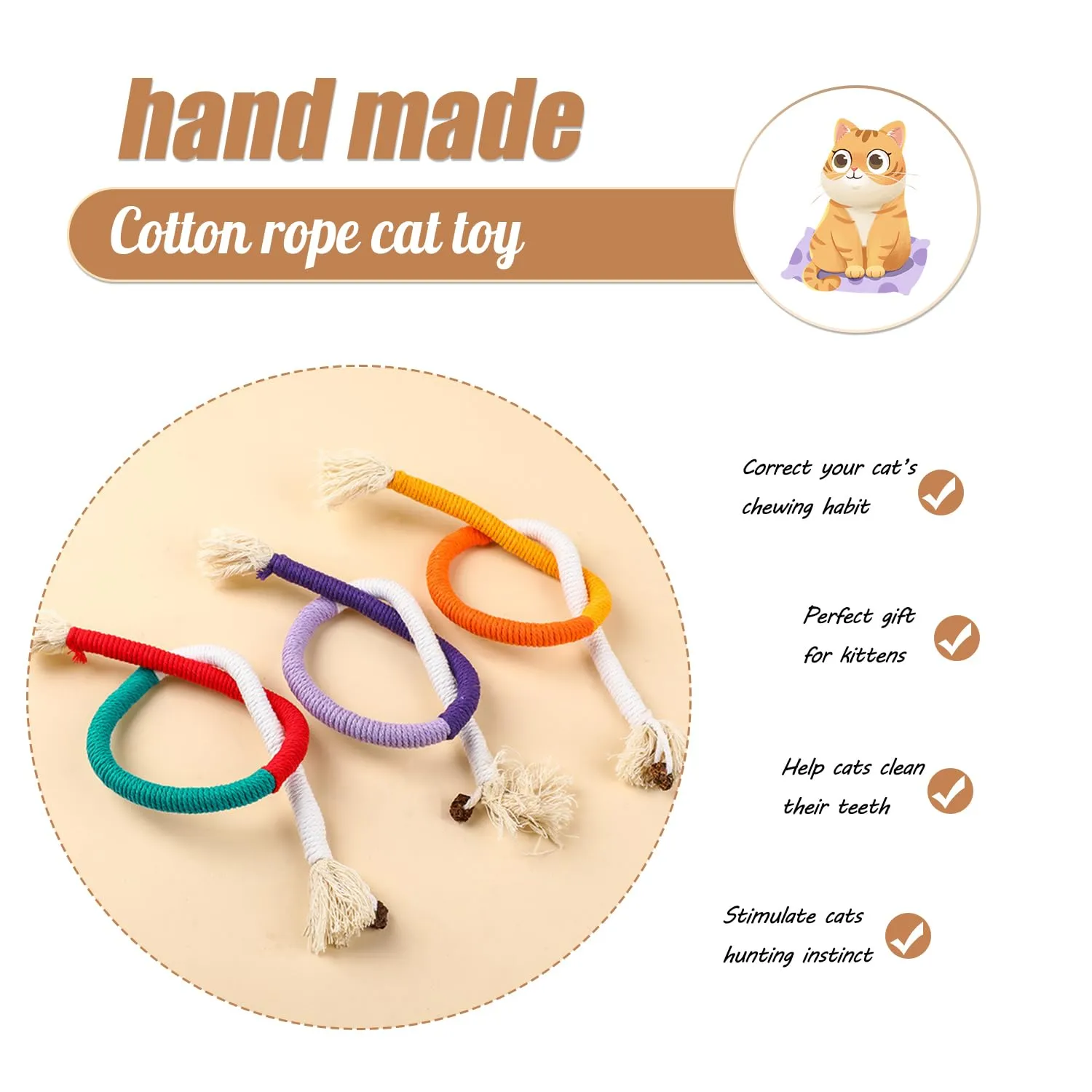 SUOXU Giocattolo interattivo per la pulizia dei denti di gatto, Giochino Gatto riempito con erba gatta naturale, Antistress (Viola) - immagine 3