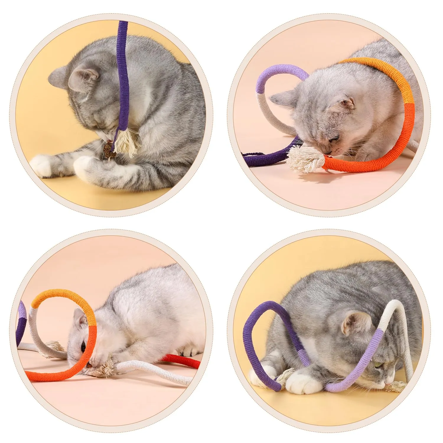 SUOXU Giocattolo interattivo per la pulizia dei denti di gatto, Giochino Gatto riempito con erba gatta naturale, Antistress (Viola) - immagine 5