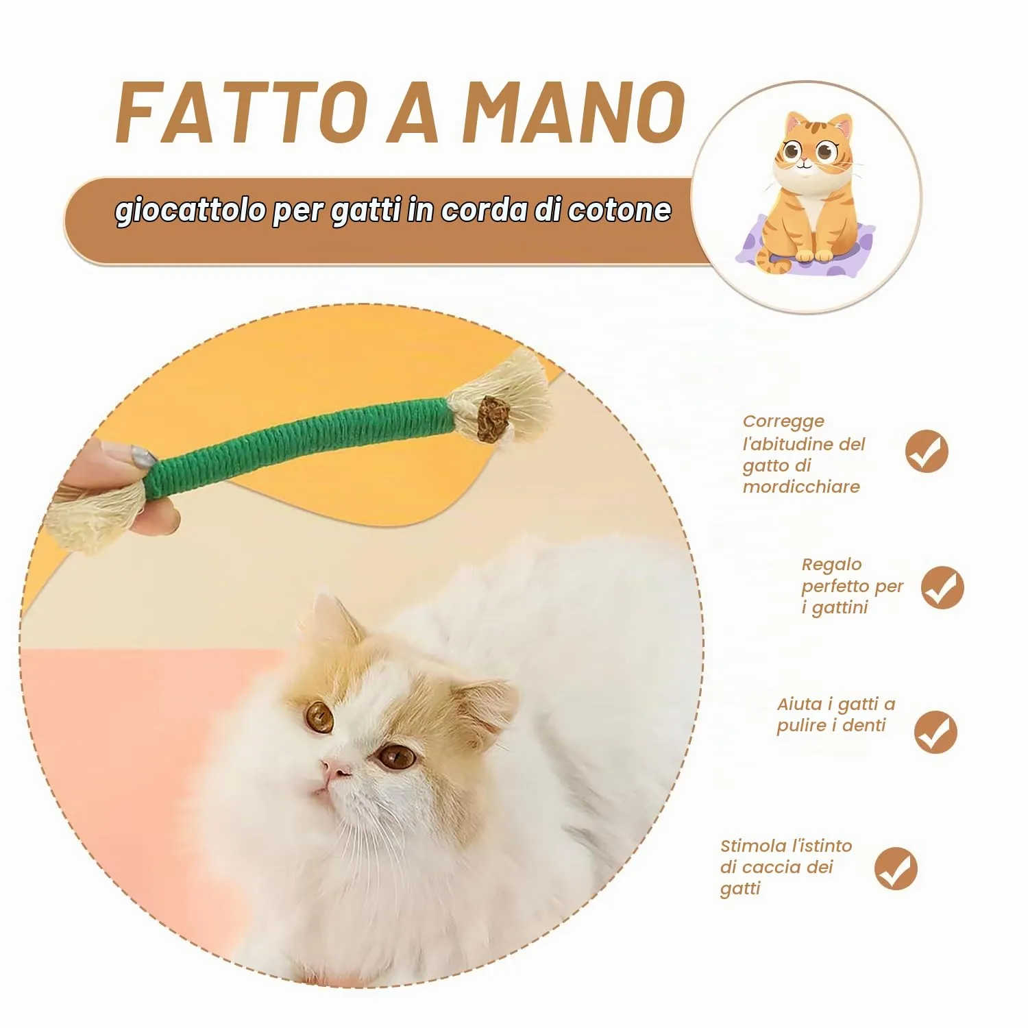 SUOXU Corda di cotone da masticare con erba gatt - immagine 2
