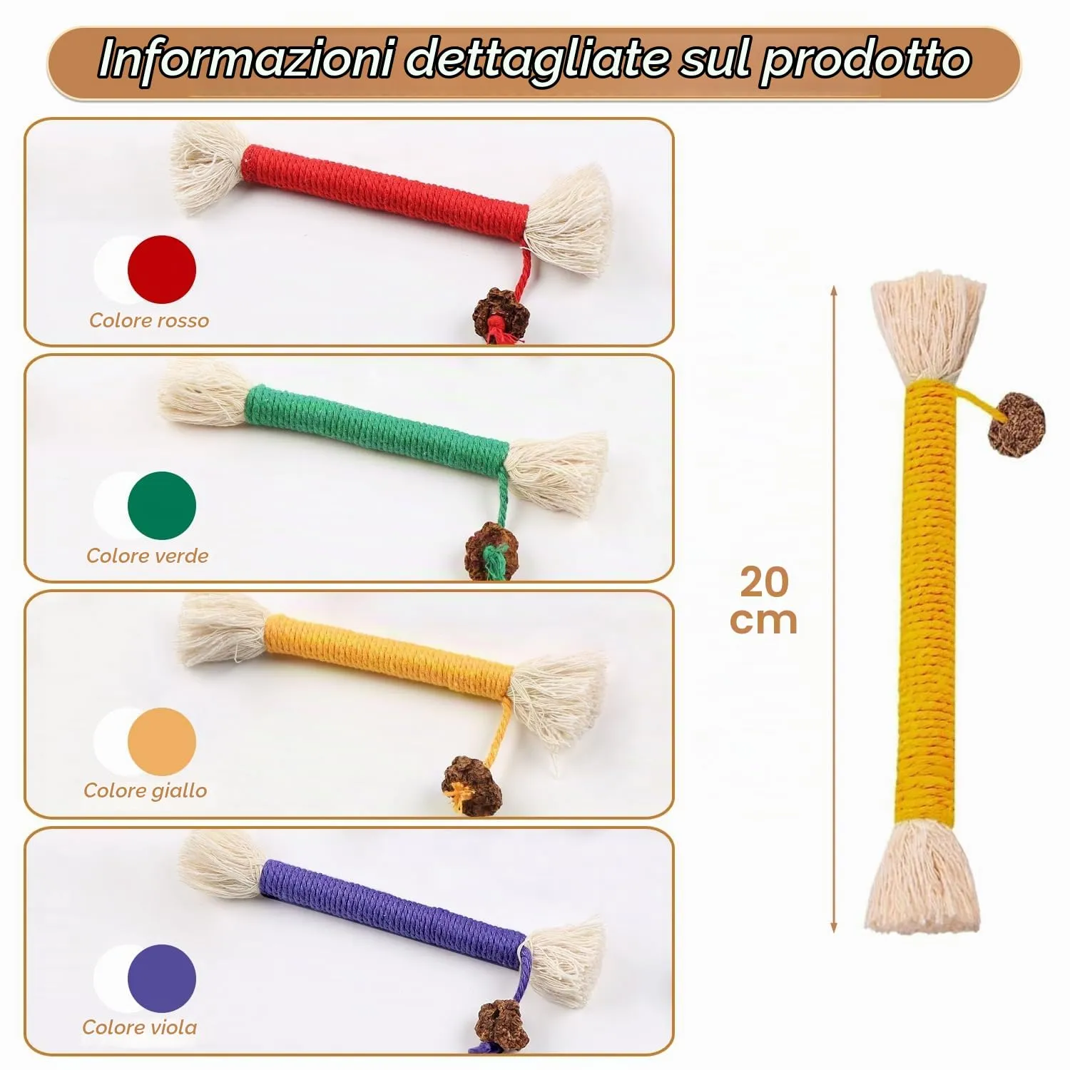 SUOXU Corda di cotone da masticare con erba gatt - immagine 3