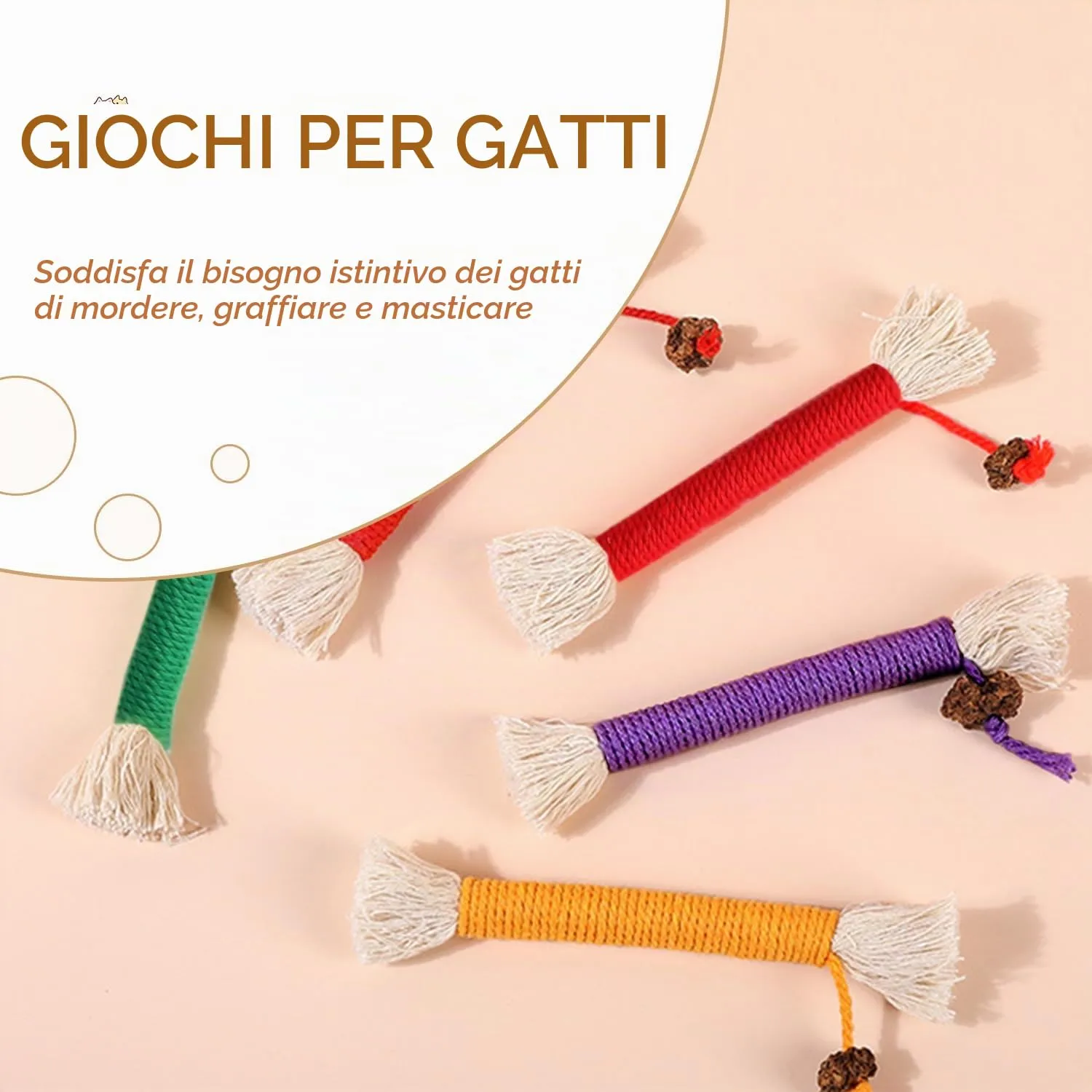 SUOXU Corda di cotone da masticare con erba gatt - immagine 7