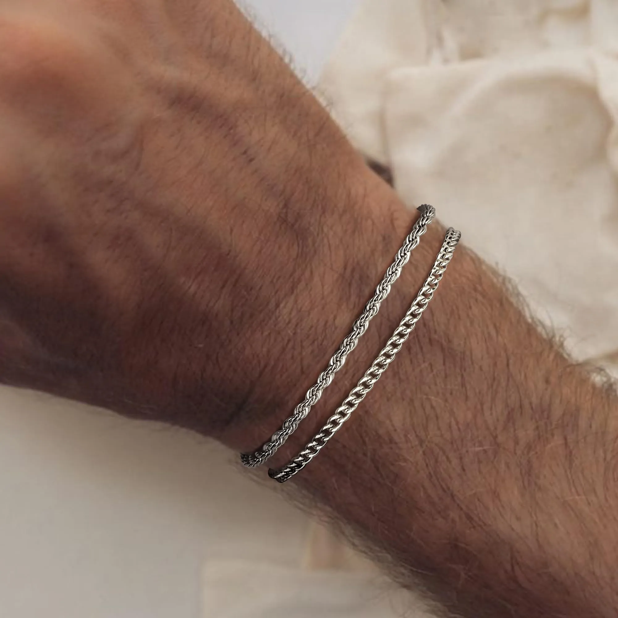 YADOCA Bracciali Uomo a Catena in Acciaio Inossidabile, Set 19 cm - immagine 2