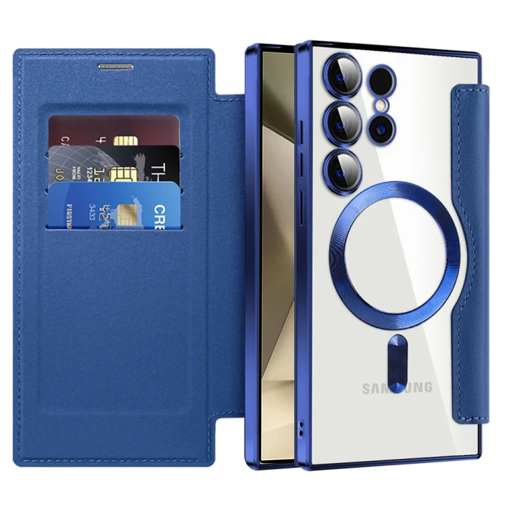 Custodia MagSafe per Samsung Galaxy S24 Ultra S928, Techsuit, SmartMag Book, Blu - immagine 1