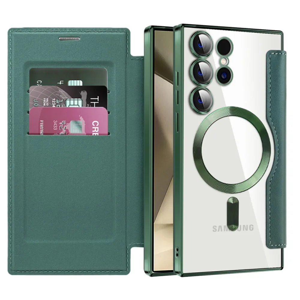 Custodia MagSafe per Samsung Galaxy S24 Ultra S928, Techsuit, SmartMag Book, Verde - immagine 1