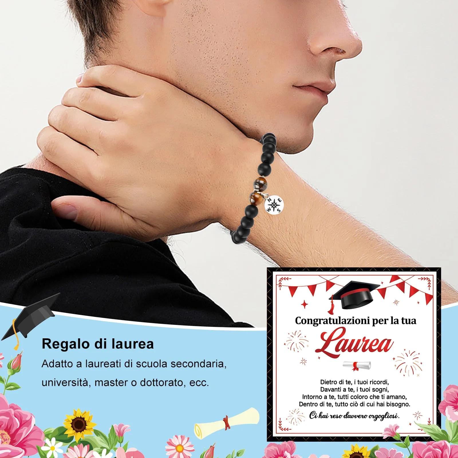HOWAF Regalo Laurea Uomo, Bracciale Laurea con Biglietto, Scatole, Gadget Laurea, Regali per la Laurea Uomo Laureata Dottore, A - immagine 4