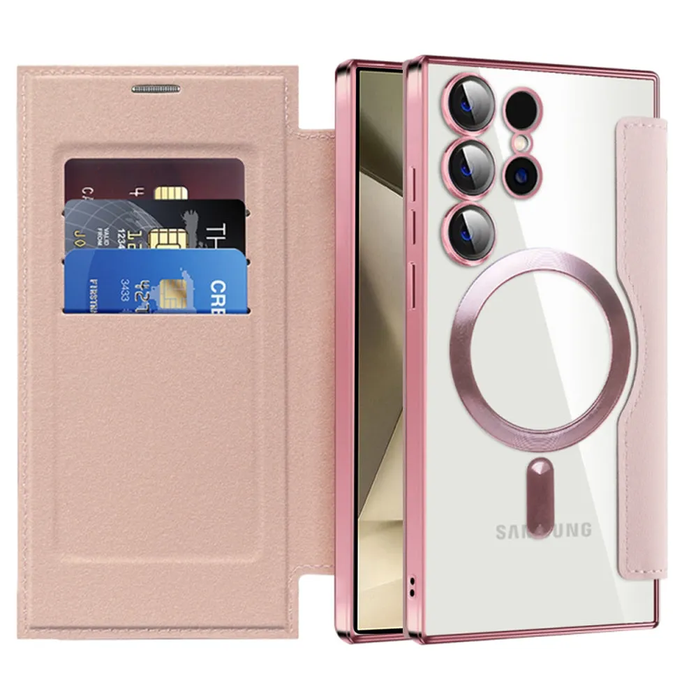 Custodia MagSafe per Samsung Galaxy S24 Ultra S928, Techsuit, SmartMag Book, Rosa - immagine 1