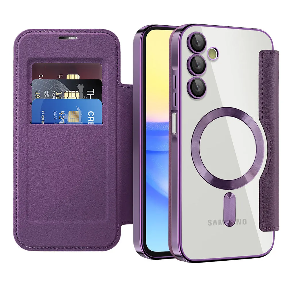 Custodia MagSafe per Samsung Galaxy A15 5G A156 / A15 A155, Techsuit, SmartMag Book, Viola - immagine 1