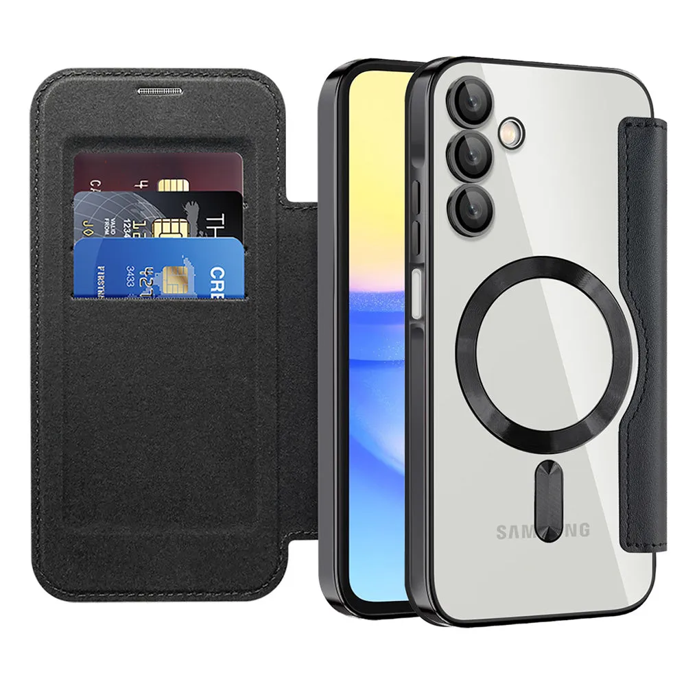 Custodia MagSafe per Samsung Galaxy A15 5G A156 / A15 A155, Techsuit, SmartMag Book, Nera - immagine 1