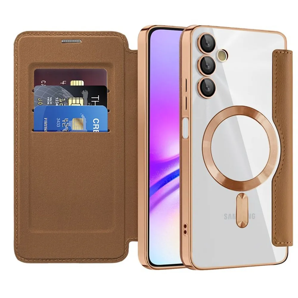 Custodia MagSafe per Samsung Galaxy A05s A057, Techsuit, SmartMag Book, Marrone - immagine 1