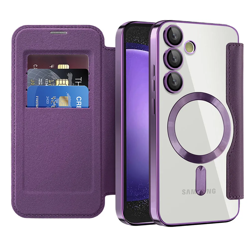 Custodia MagSafe per Samsung Galaxy S23 FE S711, Techsuit, SmartMag Book, Viola - immagine 1