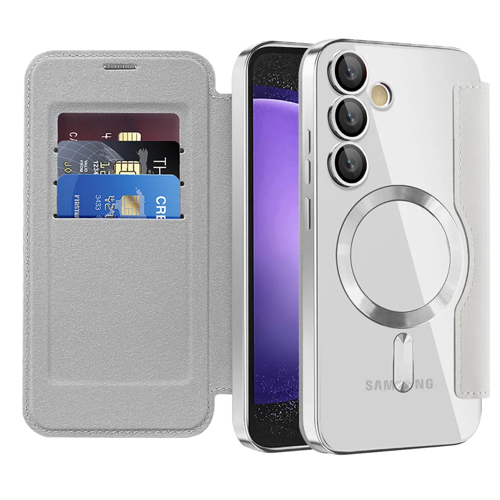 Custodia MagSafe per Samsung Galaxy S23 FE S711, Techsuit, SmartMag Book, Grigio - immagine 1