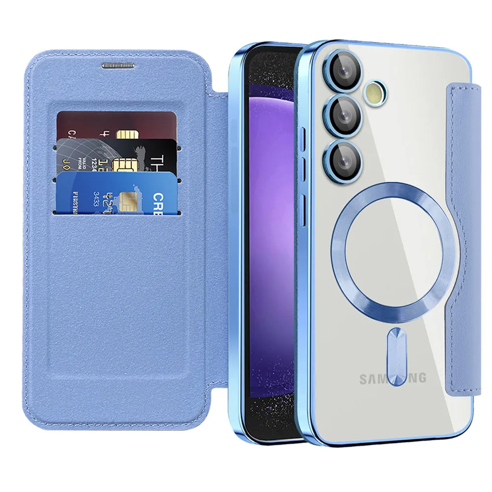 Custodia MagSafe per Samsung Galaxy S23 FE S711, Techsuit, SmartMag Book, Blu - immagine 1