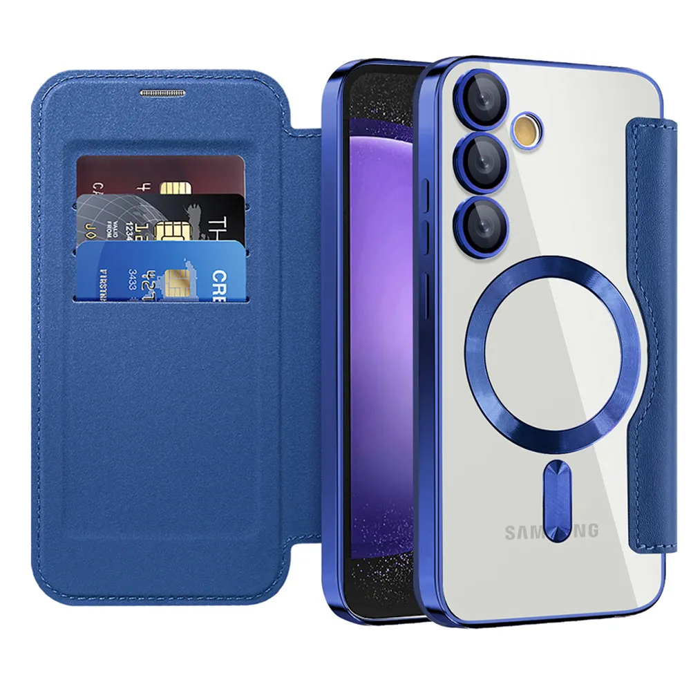 Custodia MagSafe per Samsung Galaxy S23 FE S711, Techsuit, SmartMag Book, Blu - immagine 1