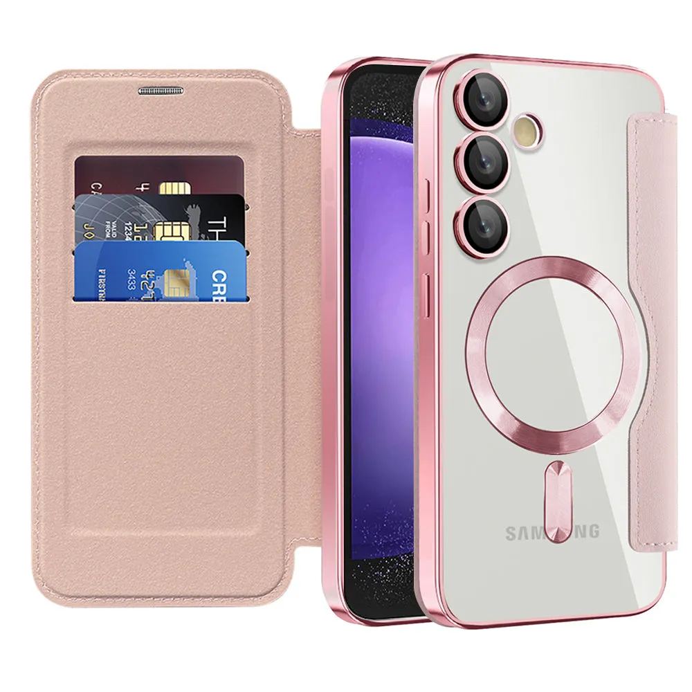 Custodia MagSafe per Samsung Galaxy S23 FE S711, Techsuit, SmartMag Book, Rosa - immagine 1
