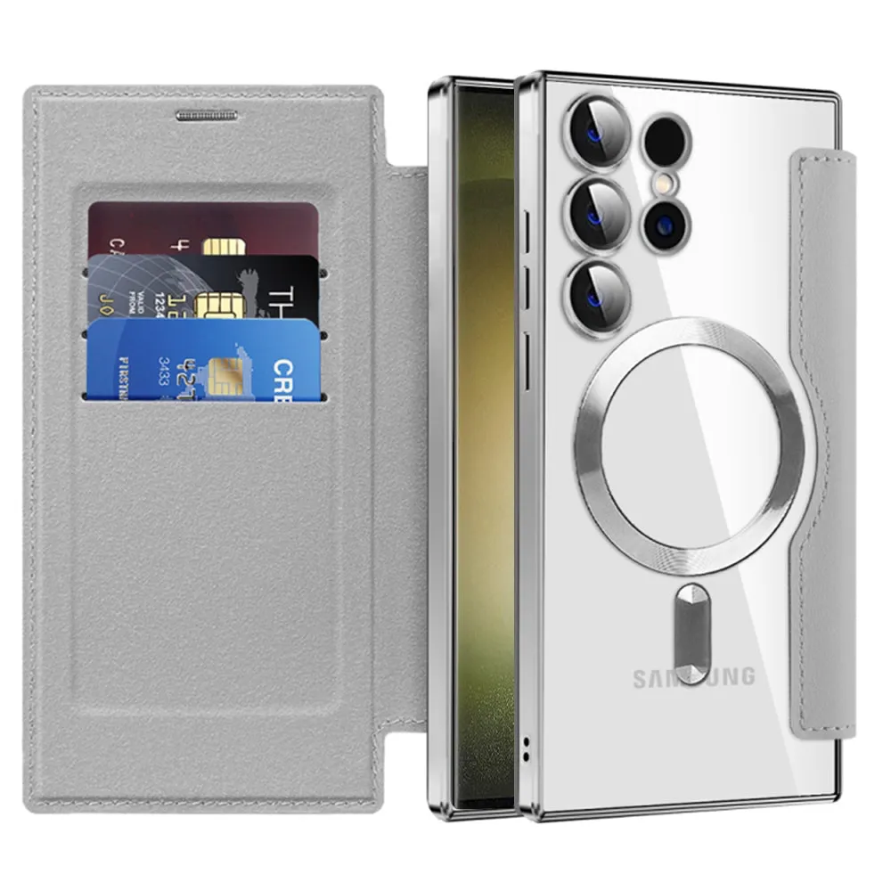 Custodia MagSafe per Samsung Galaxy S23 Ultra S918, Techsuit, SmartMag Book, Grigio - immagine 1