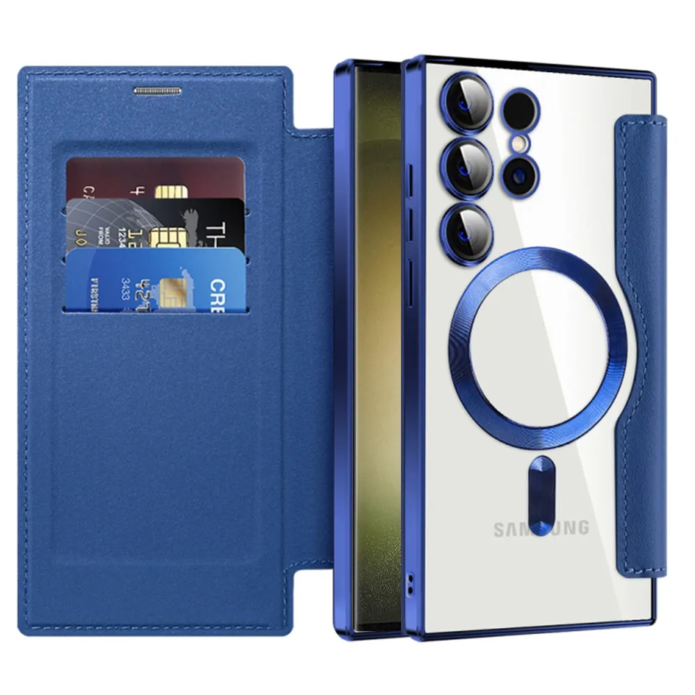 Custodia MagSafe per Samsung Galaxy S23 Ultra S918, Techsuit, SmartMag Book, Blu - immagine 1