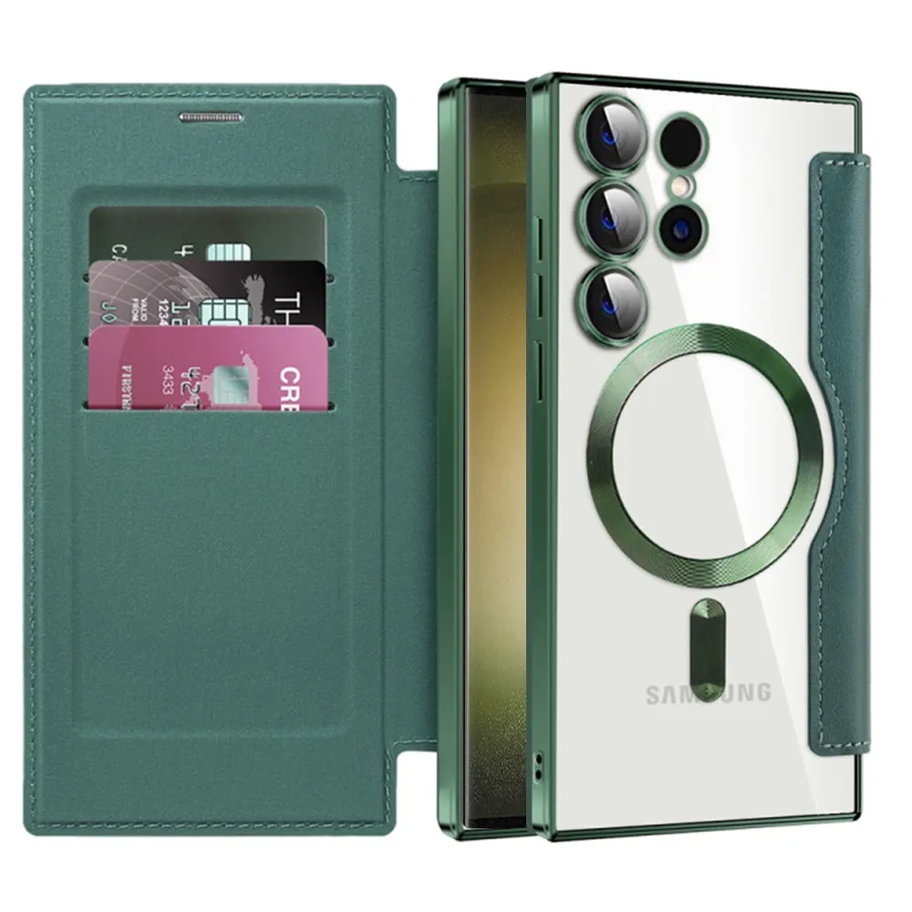 Custodia MagSafe per Samsung Galaxy S23 Ultra S918, Techsuit, SmartMag Book, Verde - immagine 1