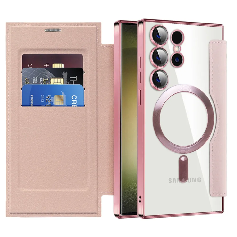Custodia MagSafe per Samsung Galaxy S23 Ultra S918, Techsuit, SmartMag Book, Rosa - immagine 1